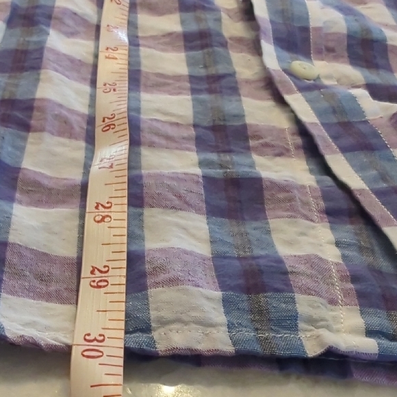 Banana Republic Men's Plaid Lenon Cotton Blend Button Up Shirt- Medium - Picture 6 of 11